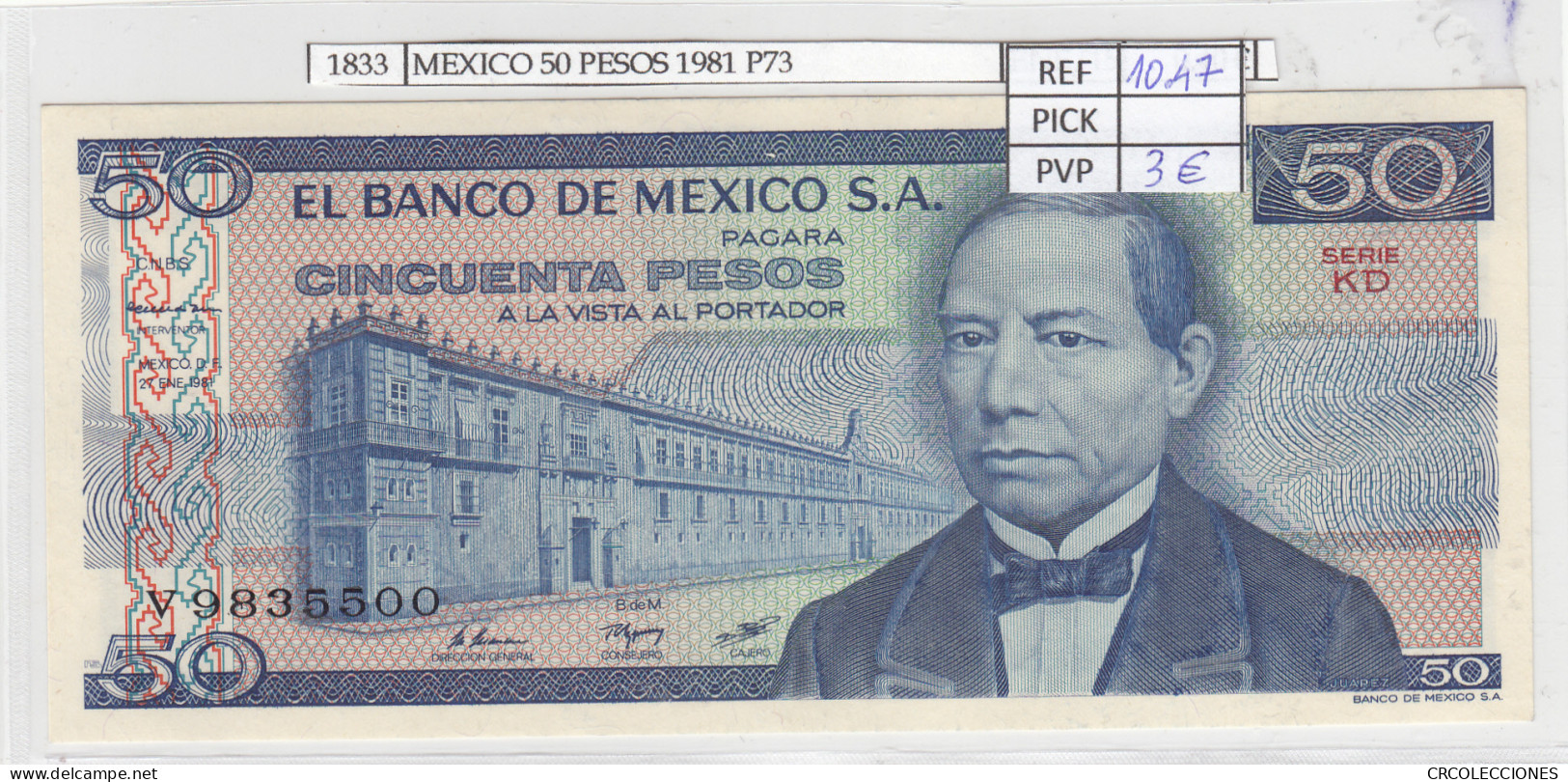 BILLETE MEXICO 50 PESOS 1981 P-73a.22  - Sonstige – Amerika