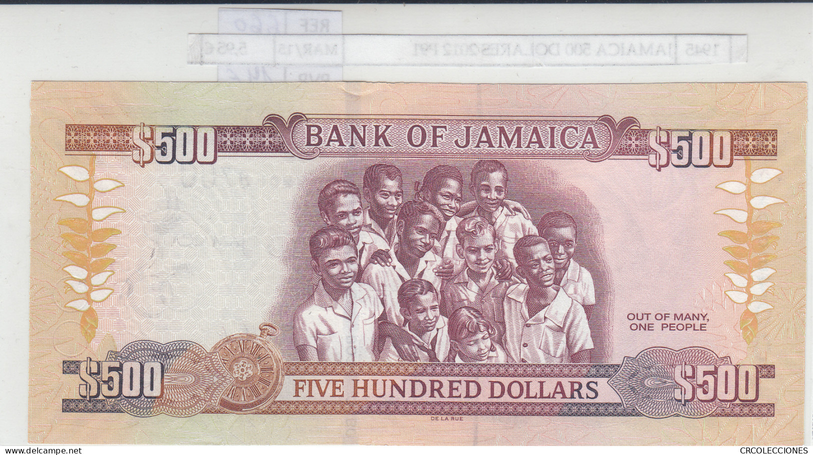 BILLETE JAMAICA 500 DOLARES 2012 P-91 - Otros – América