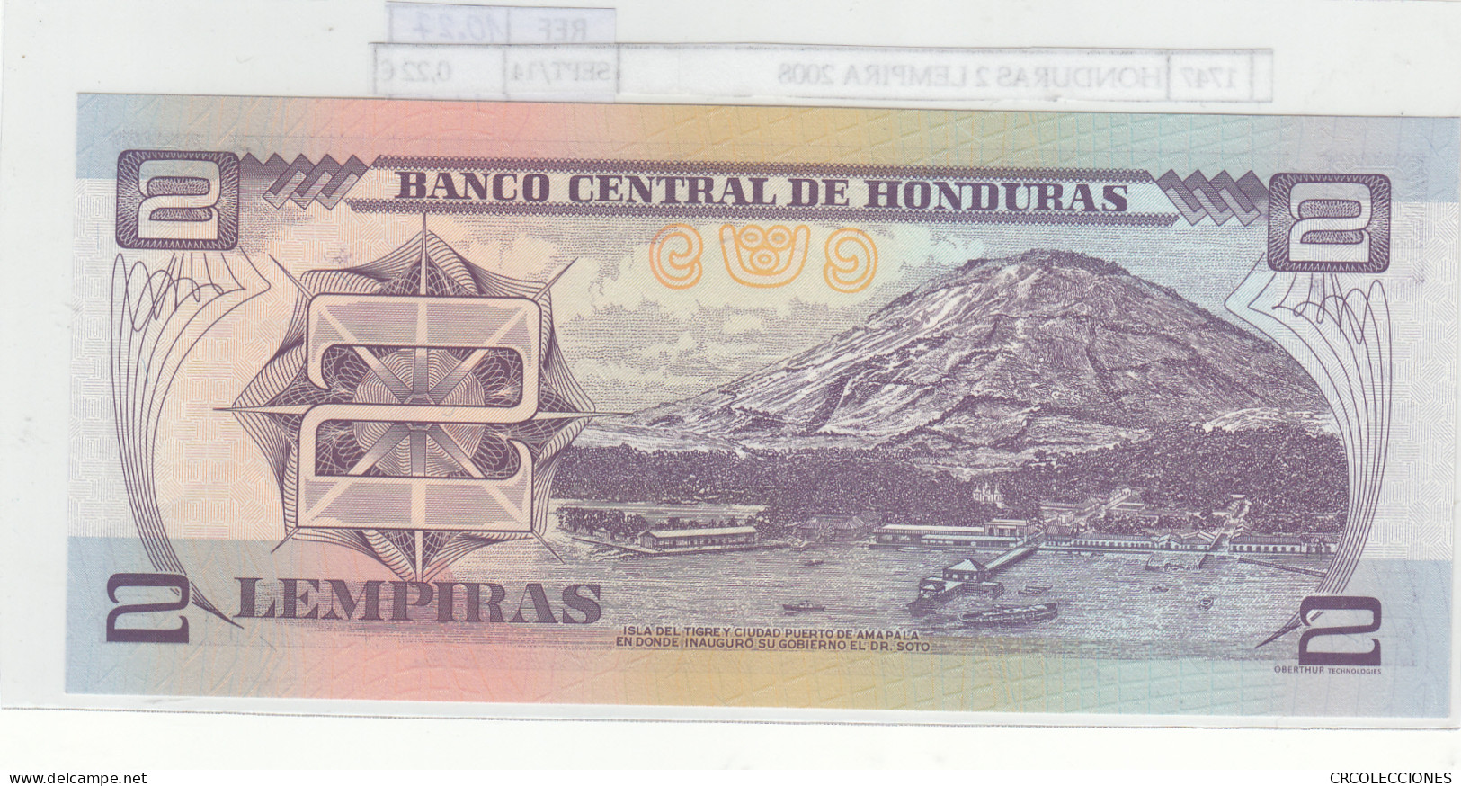 BILLETE HONDURAS 2 LEMPIRA 2008 P-80 Ag  - Other - America