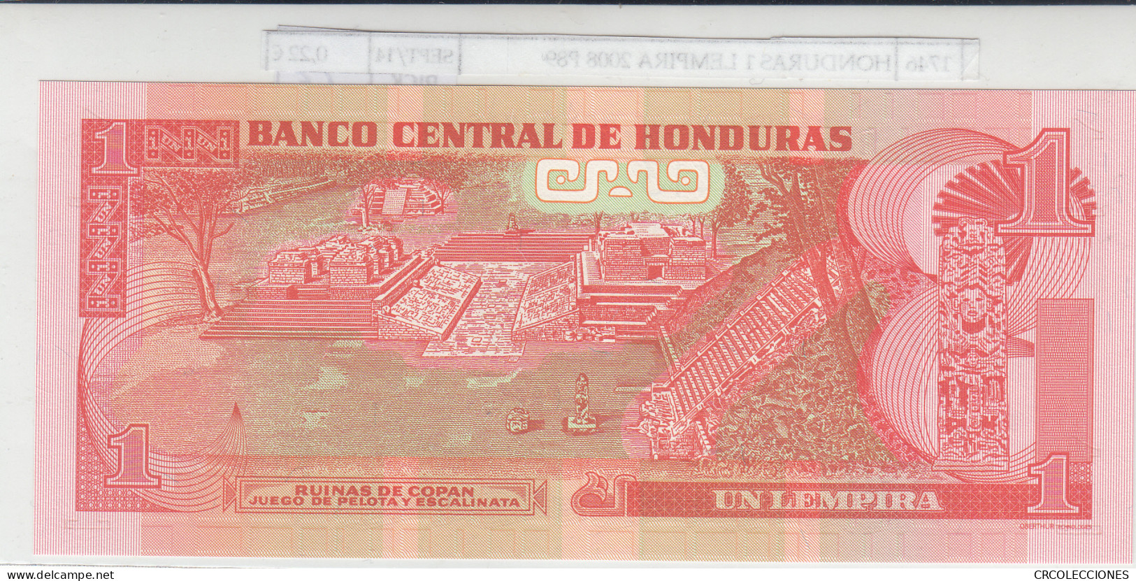 BILLETE HONDURAS 1 LEMPIRA 2008 P-89a  - Sonstige – Amerika