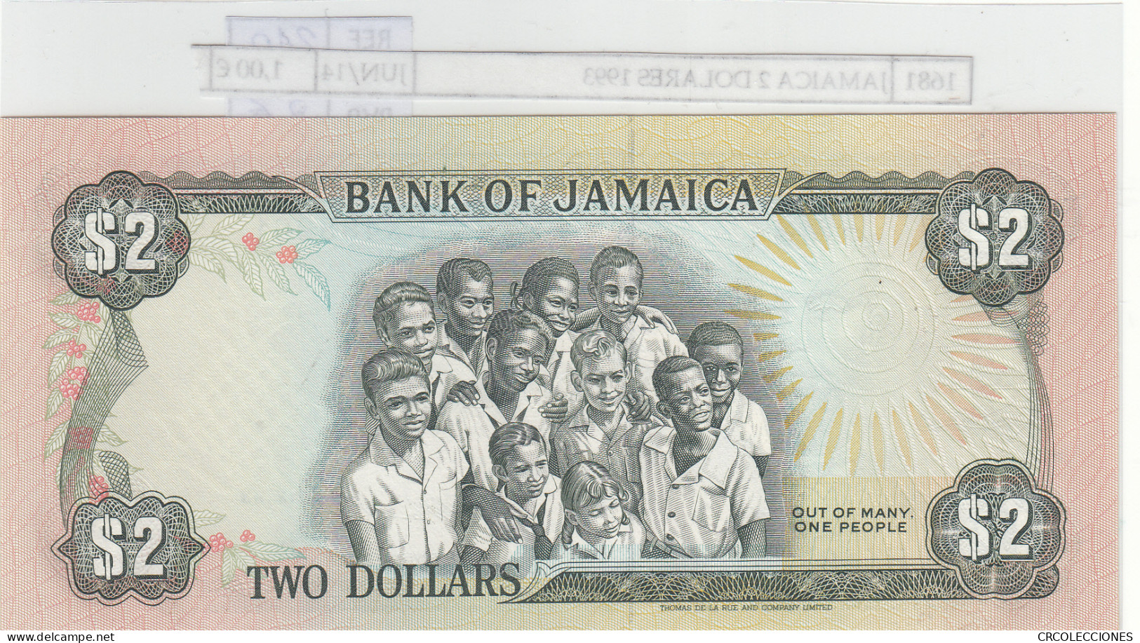 BILLETE JAMAICA 2 DOLARES 1993 P-69e  - Otros – América