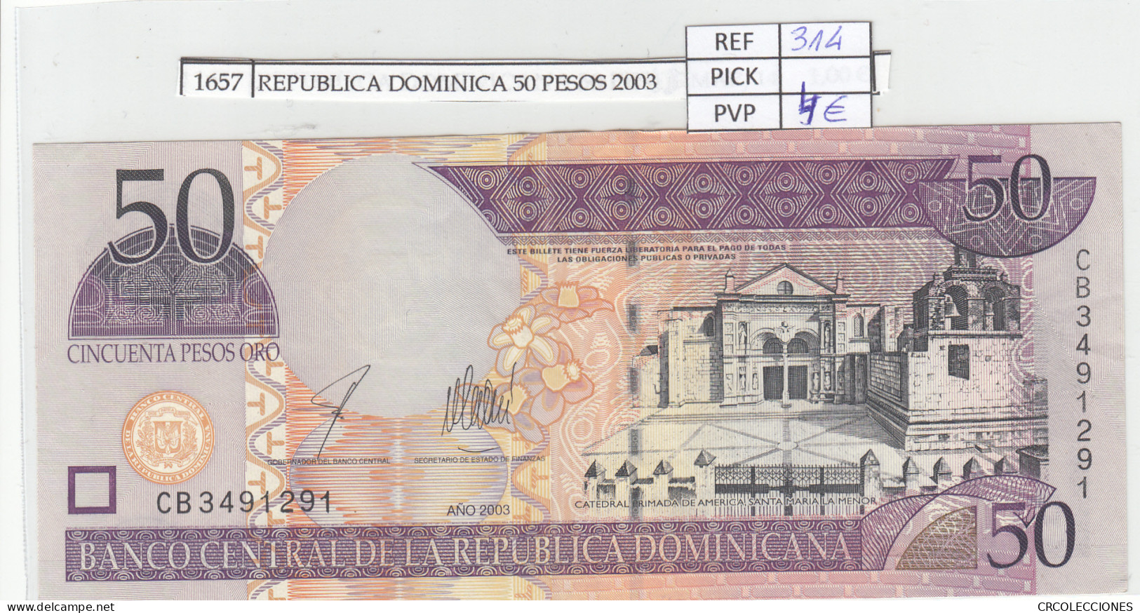 BILLETE REPUBLICA DOMINICANA 50 PESOS 2003 P-170c  - Autres - Amérique