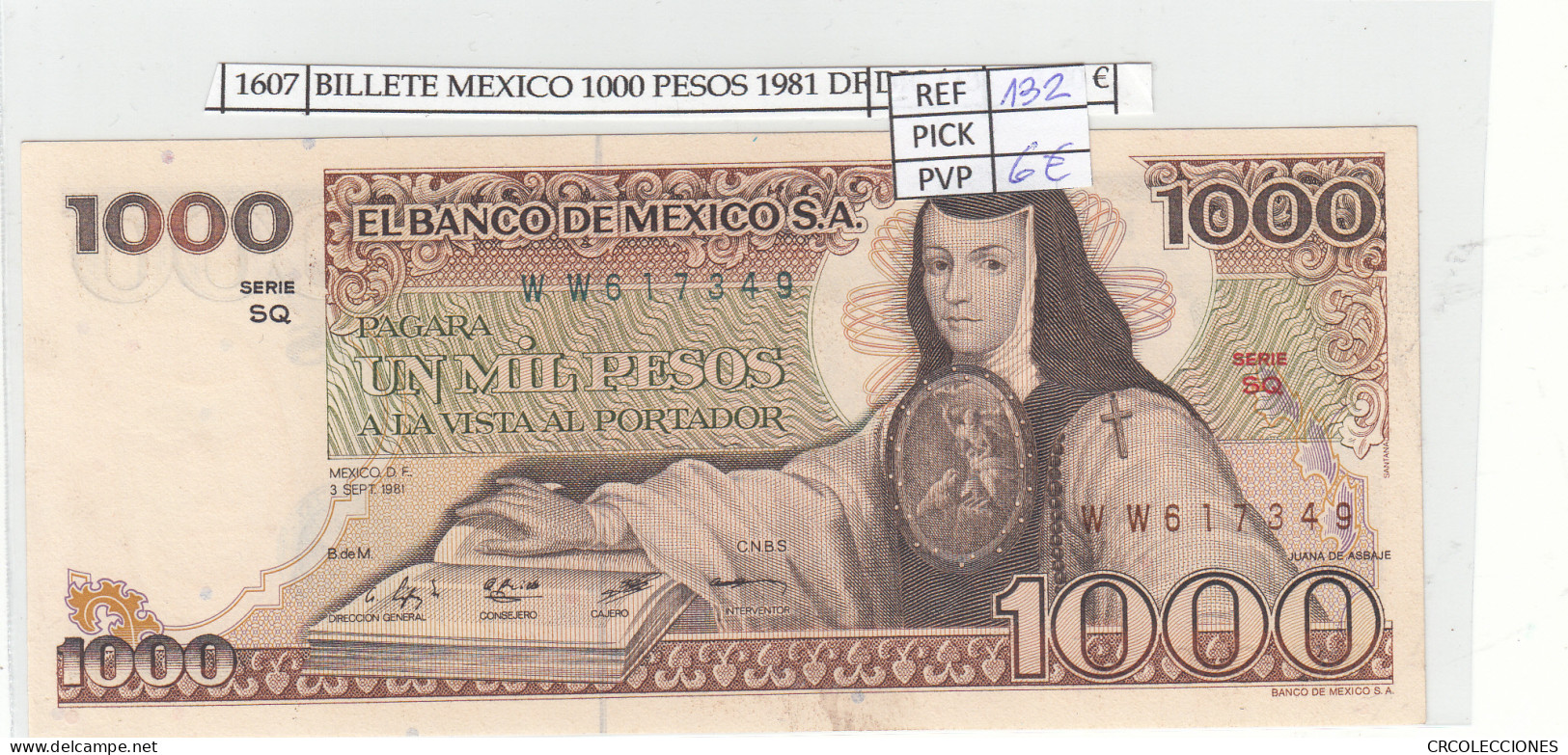 BILLETE MEXICO 1000 PESOS 1981 P-76c XX  - Autres - Amérique