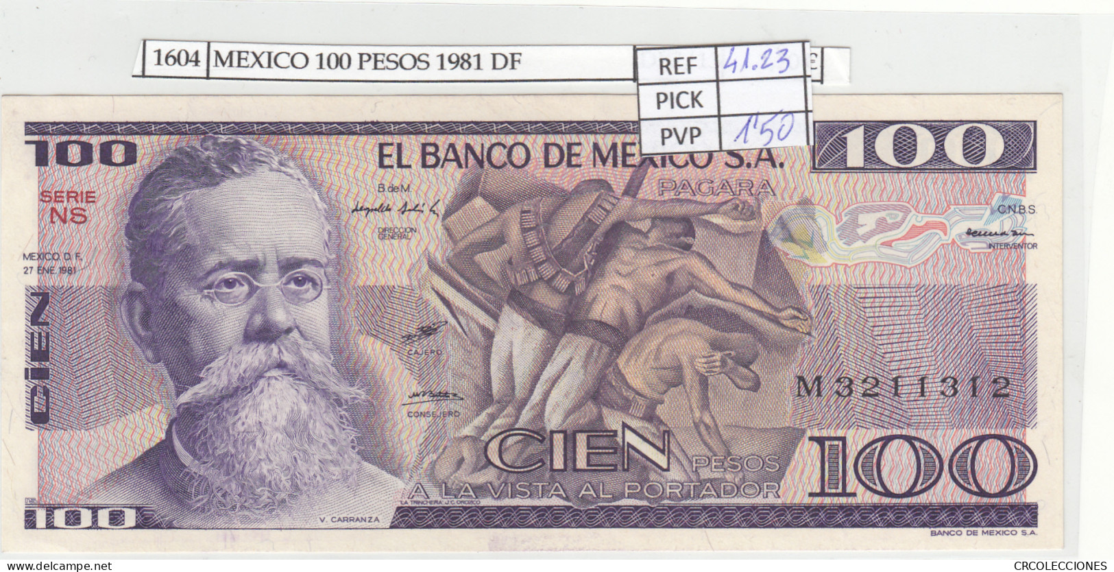 BILLETE MEXICO 100 PESOS 1981 P-74a.4  - Other - America