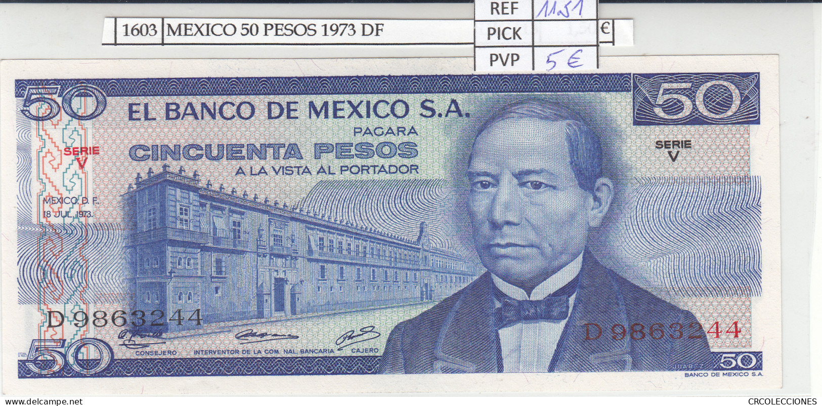 BILLETE MEXICO 50 PESOS 1973 P-65a.1  - Autres - Amérique