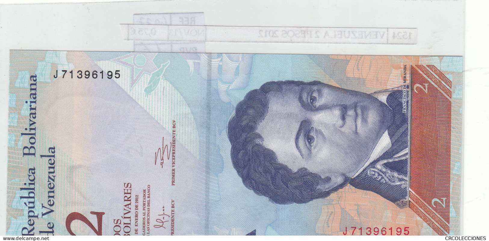 BILLETE VENEZUELA 2 PESOS 2012 P-88d  - Otros – América