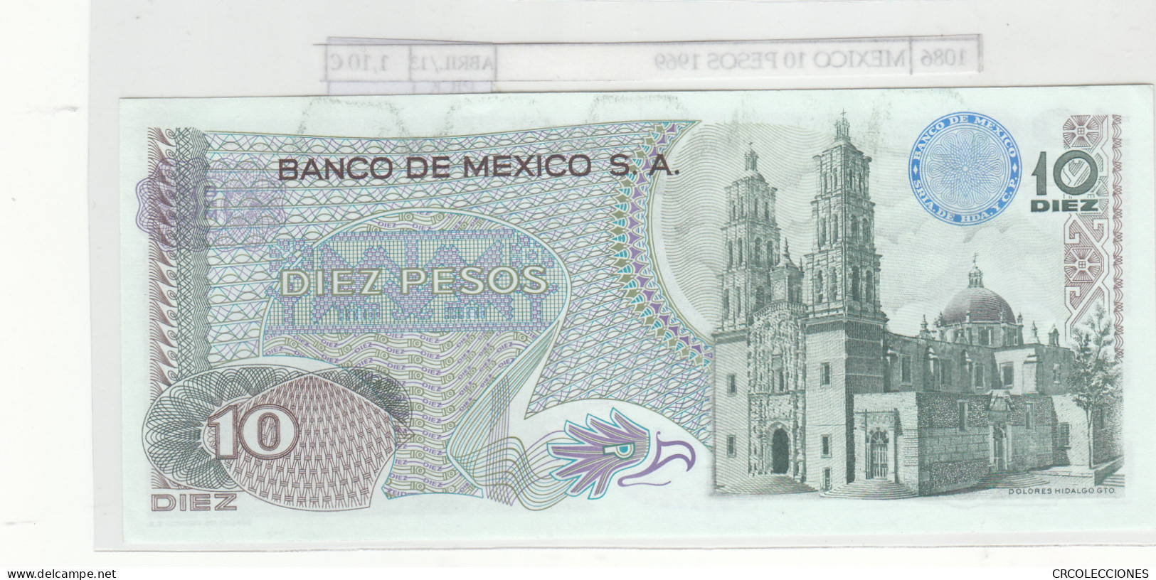 BILLETE MEXICO 10 PESOS 1969 P-63b.3  - Altri – America