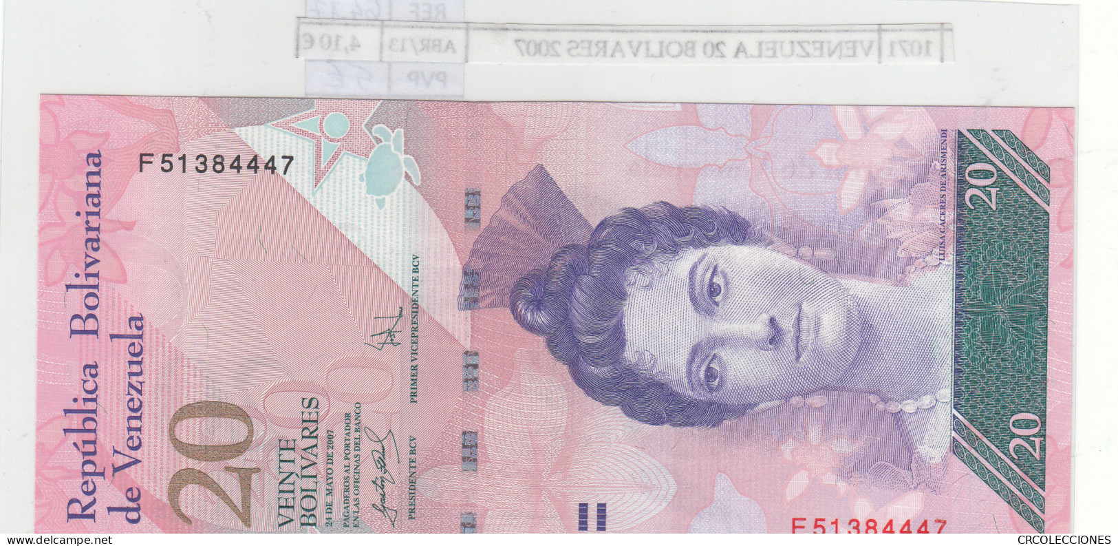 BILLETE VENEZUELA 20 BOLIVARES 2007 P-91b - Autres - Amérique