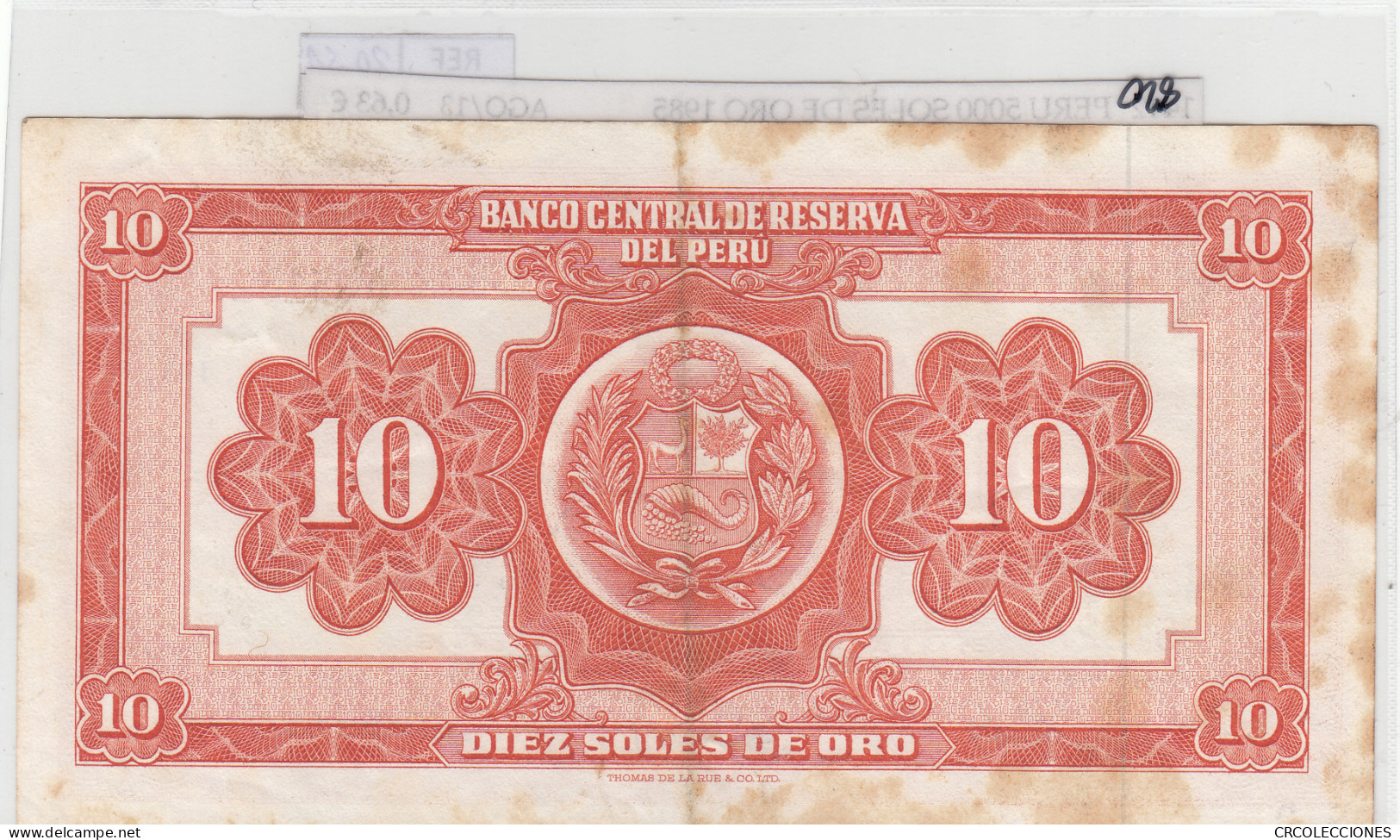 BILLETE PERU 10 SOLES DE ORO 1963 P-84a.2 - Autres - Amérique