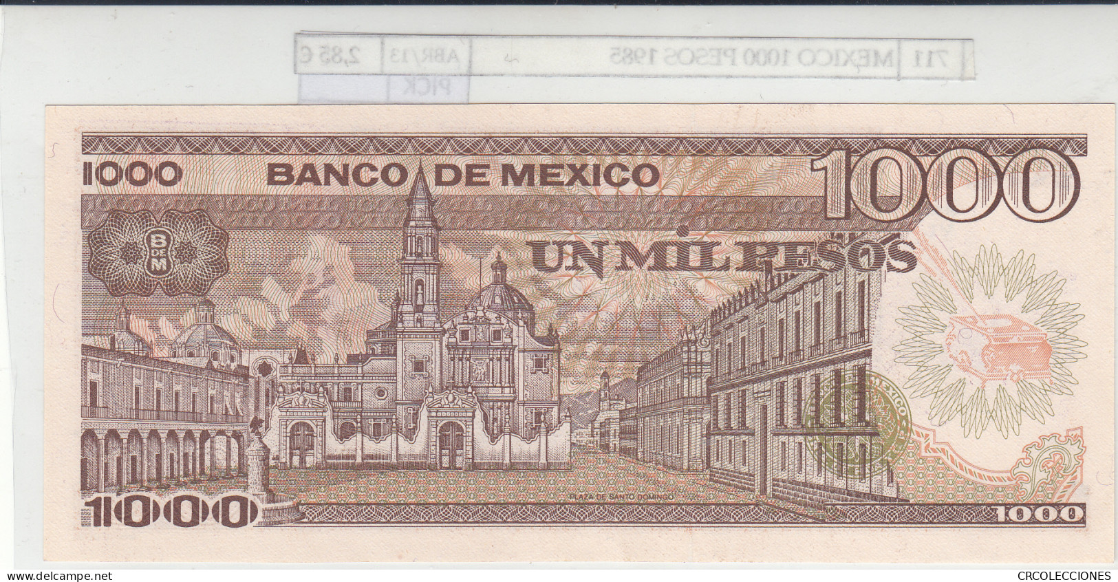 BILLETE MEXICO 1.000 PESOS 1985 P-85a.7 N01084 - Otros – América