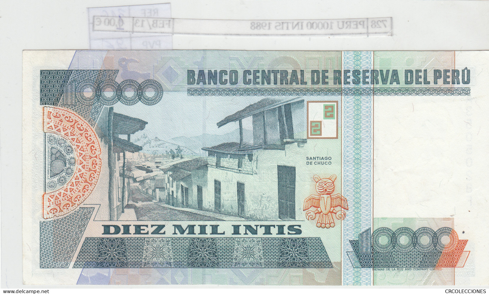 BILLETE PERU 10.000 INTIS 1988 P-140a - Altri – America