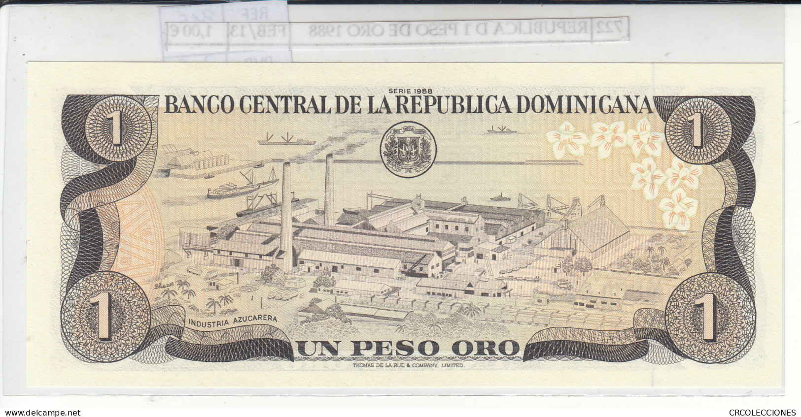 BILLETE REPUBLICA DOMINICANA 1 PESO ORO 1988 P-126c - Sonstige – Amerika