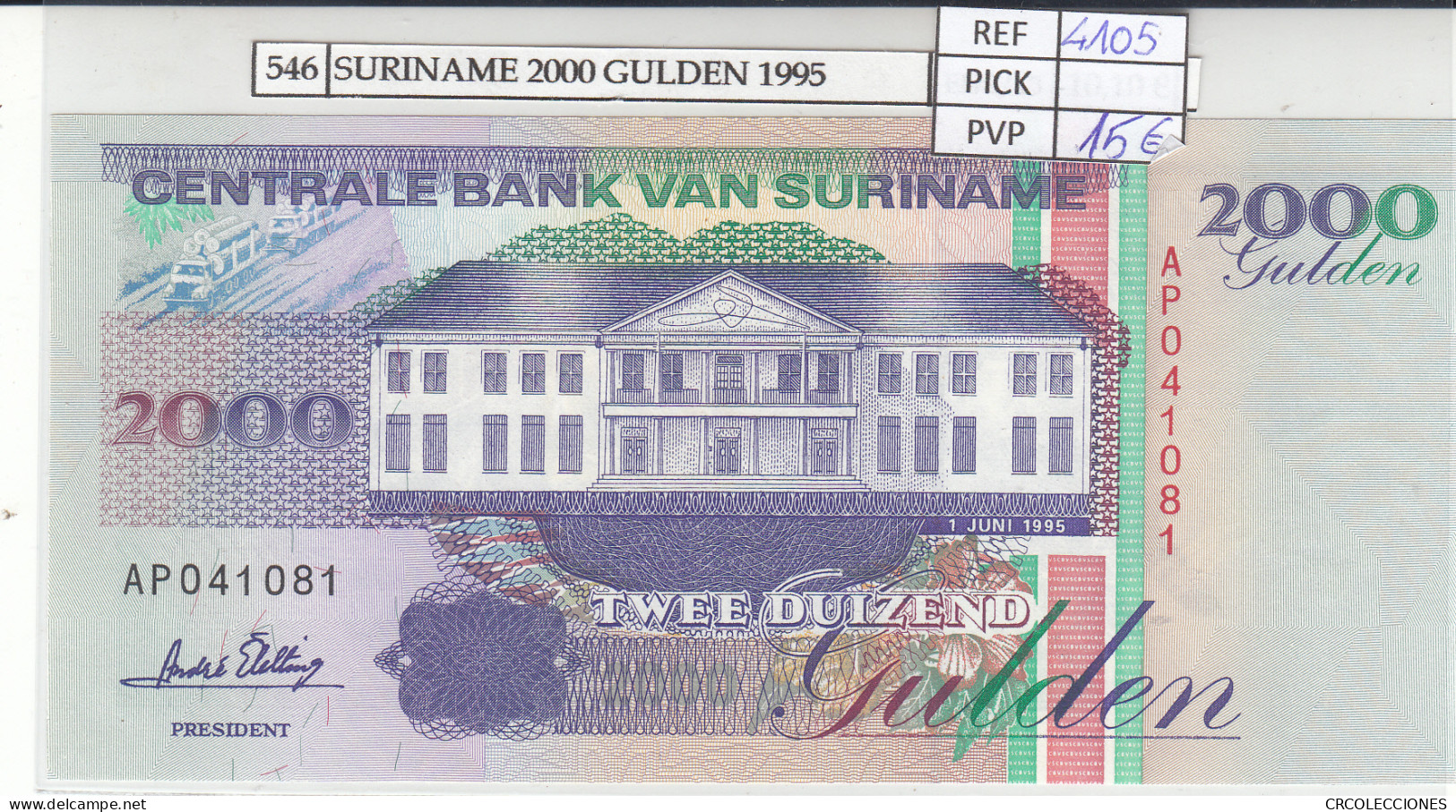 BILLETE SURINAME 2.000 GULDEN 1995 P-142 - Andere - Amerika