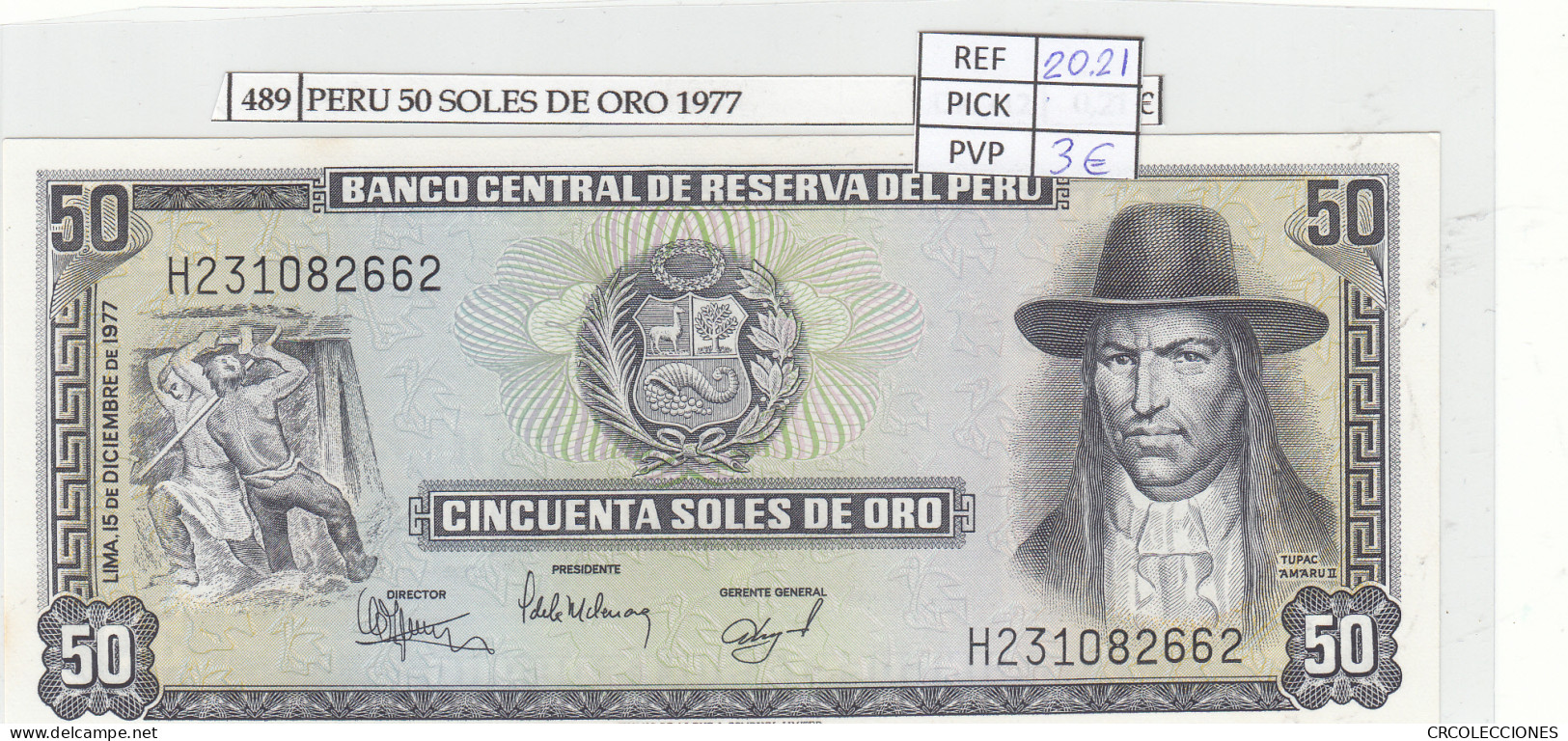 BILLETE PERU 50 SOLES 1977 P-113 - Autres - Amérique