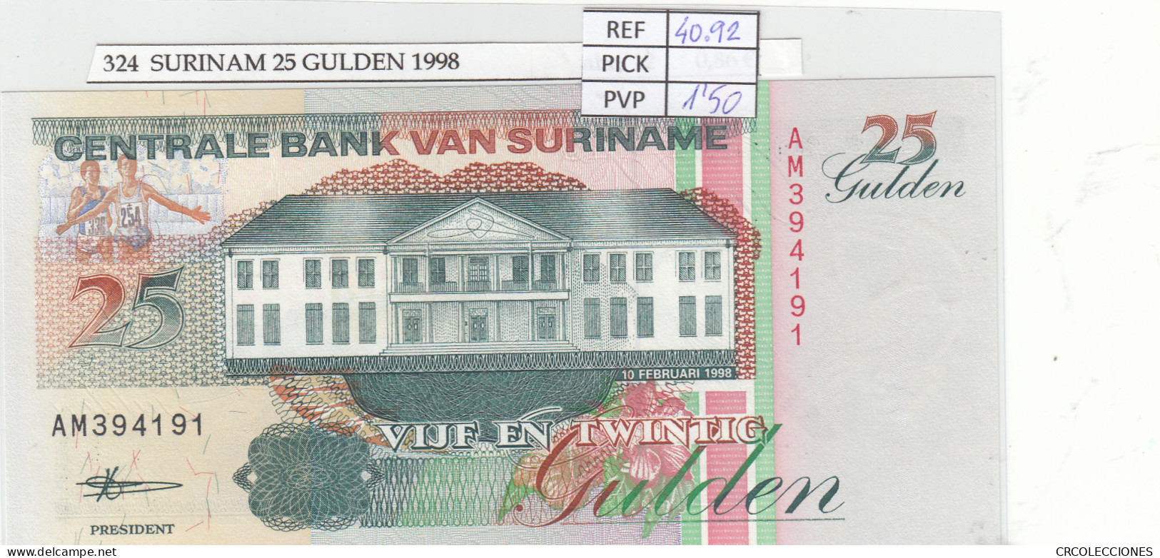 BILLETE SURINAME 25 GULDEN 1998 P-138d - Autres - Amérique