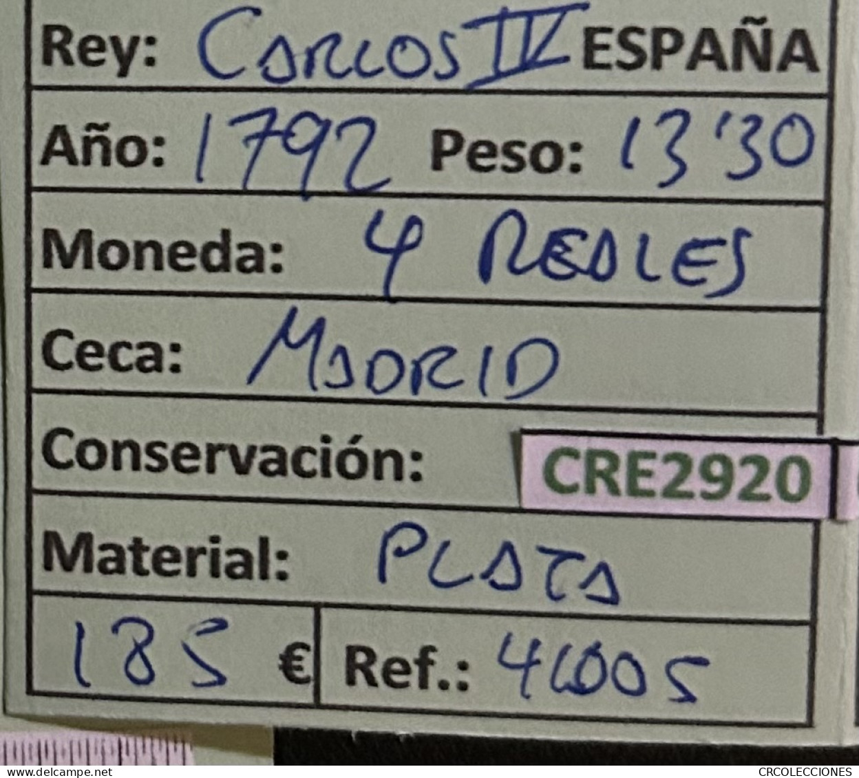 CRE2920 MONEDA ESPAÑA CARLOS IV 4 REALES 1792 MADRID PLATA - Other & Unclassified