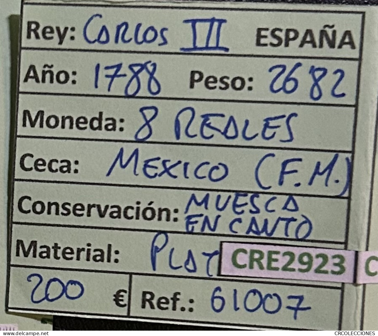 CRE2923 MONEDA ESPAÑA CARLOS III 8 REALES 1788 MEXICO PLATA - Other & Unclassified