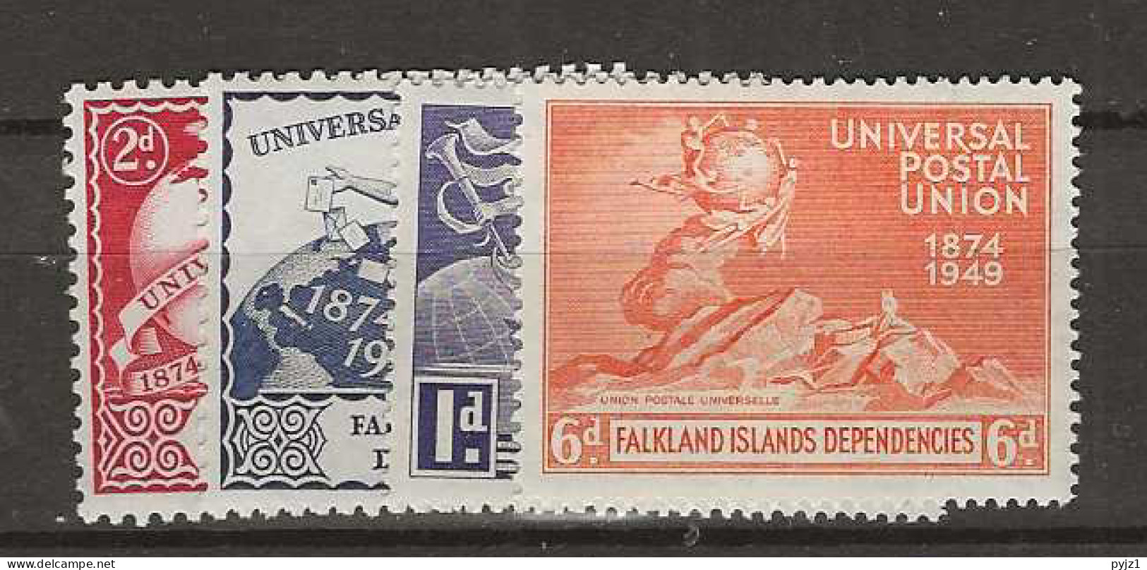 1949 MNH Falkland Islands Dependencies Mi 15-17 Postfris** - Islas Malvinas