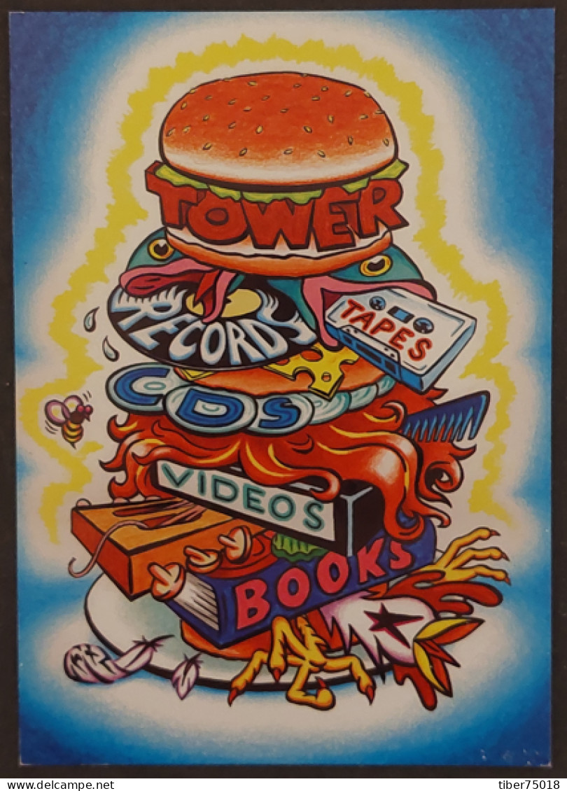 Carte Postale (Tower Records) Illustration : Federico "Fritz" Archuleta (hamburger) - Publicité