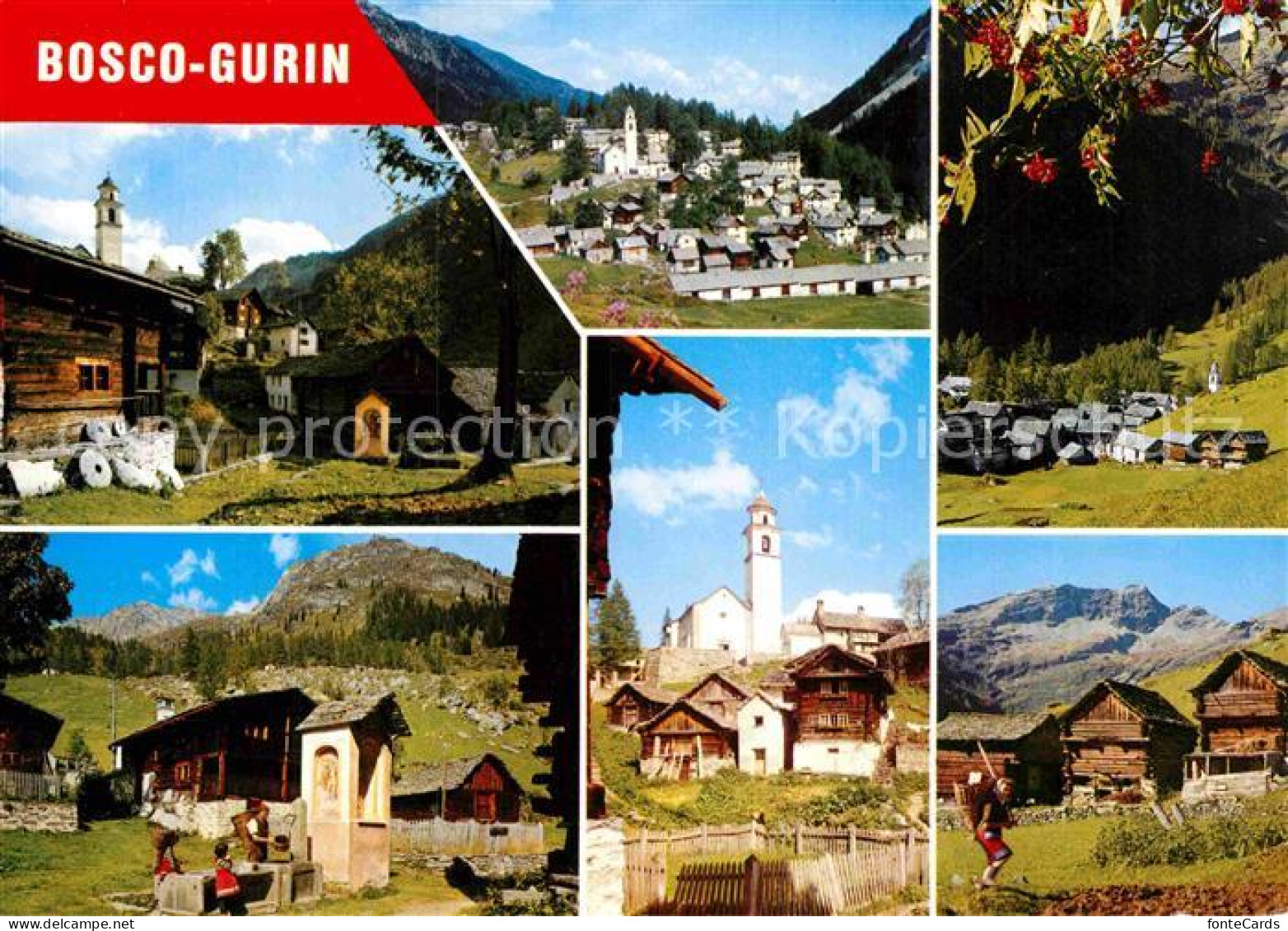 12897222 Bosco Gurin Panorama Wegekreuz Kirche Bauernhof Bosco Gurin - Otros & Sin Clasificación