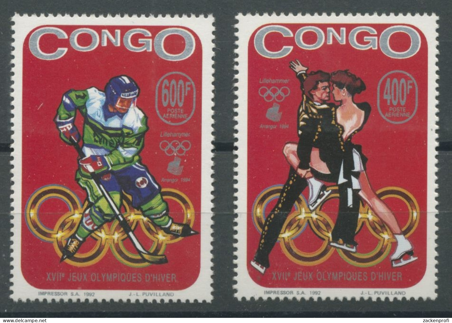 Kongo (Brazzaville) 1993 Olympiade Lillehammer 1377/78 A Postfrisch - Nuevas/fijasellos