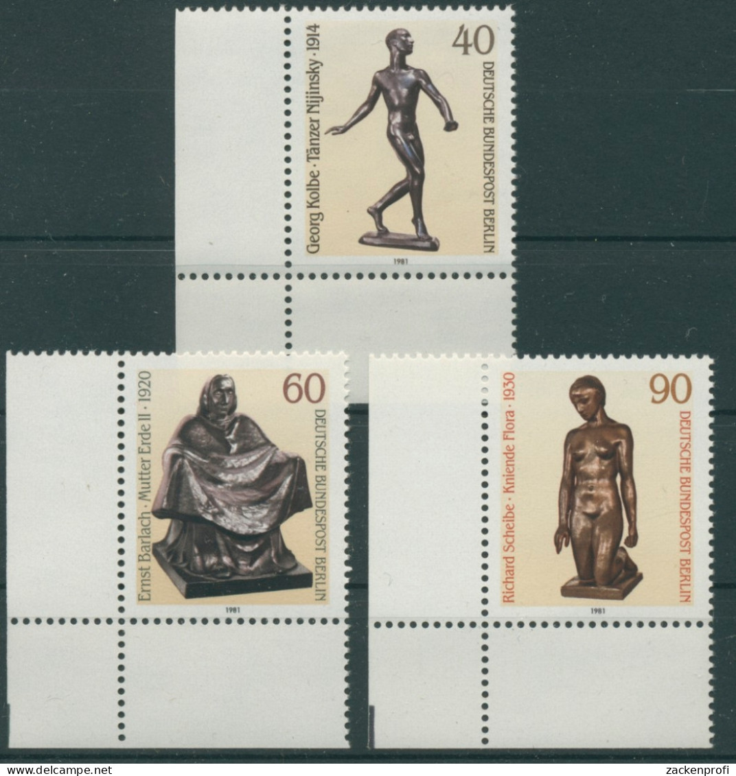 Berlin 1981 Skulpturen 655/57 Ecke Unten Links Postfrisch (R13227) - Unused Stamps