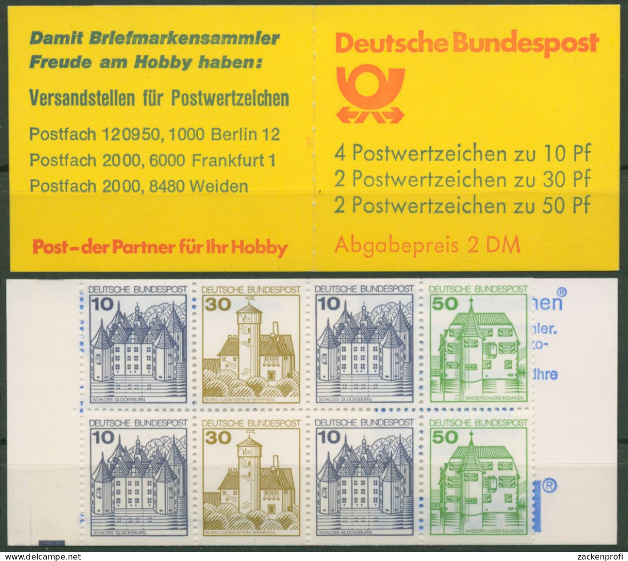 Bund 1980 Burgen & Schlösser Markenheftchen MH 22 I Y K2 Postfrisch - Sonstige & Ohne Zuordnung