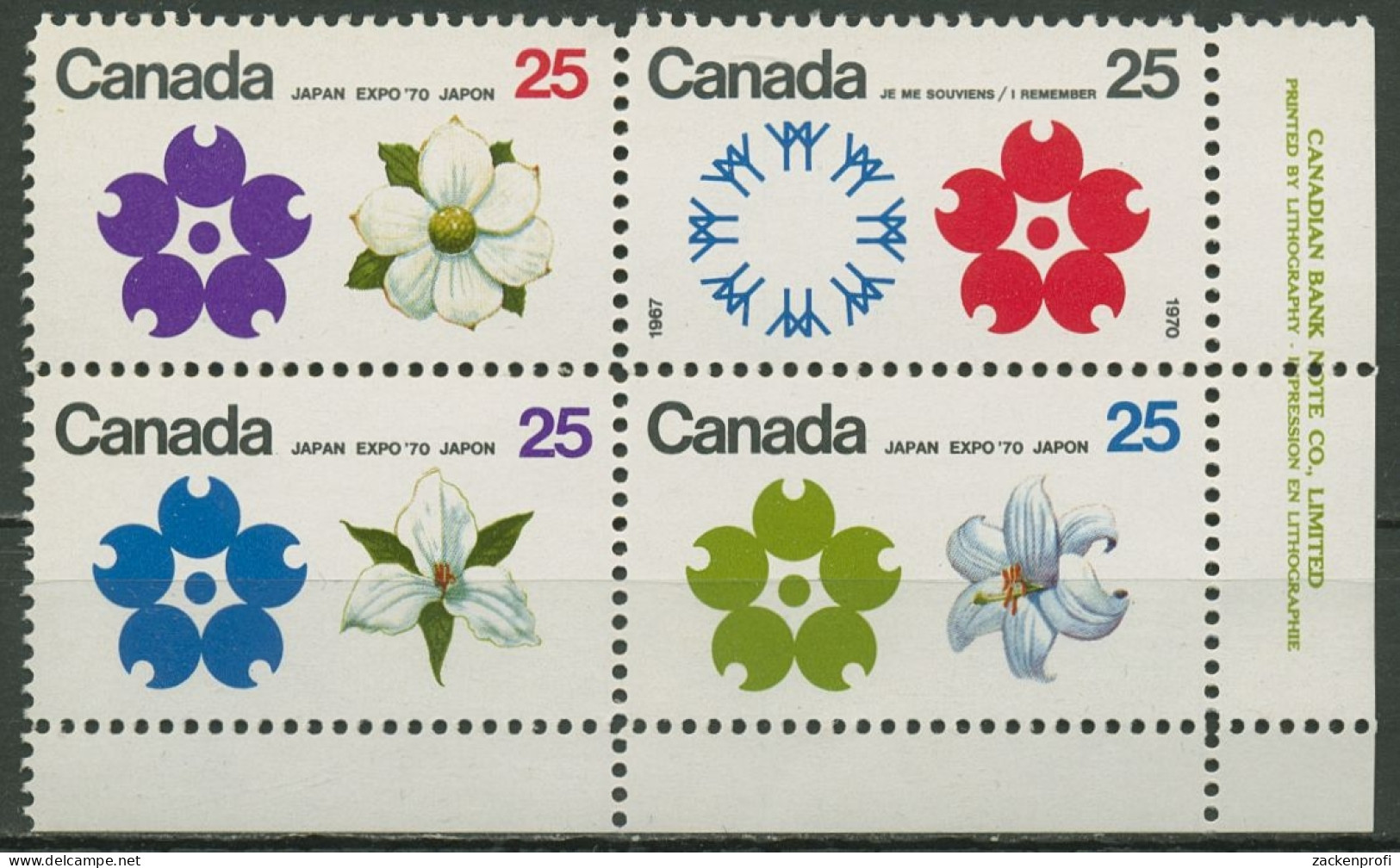 Kanada 1970 EXPO In Osaka Emblem Blüten 451/54 X ZD Postfrisch - Unused Stamps