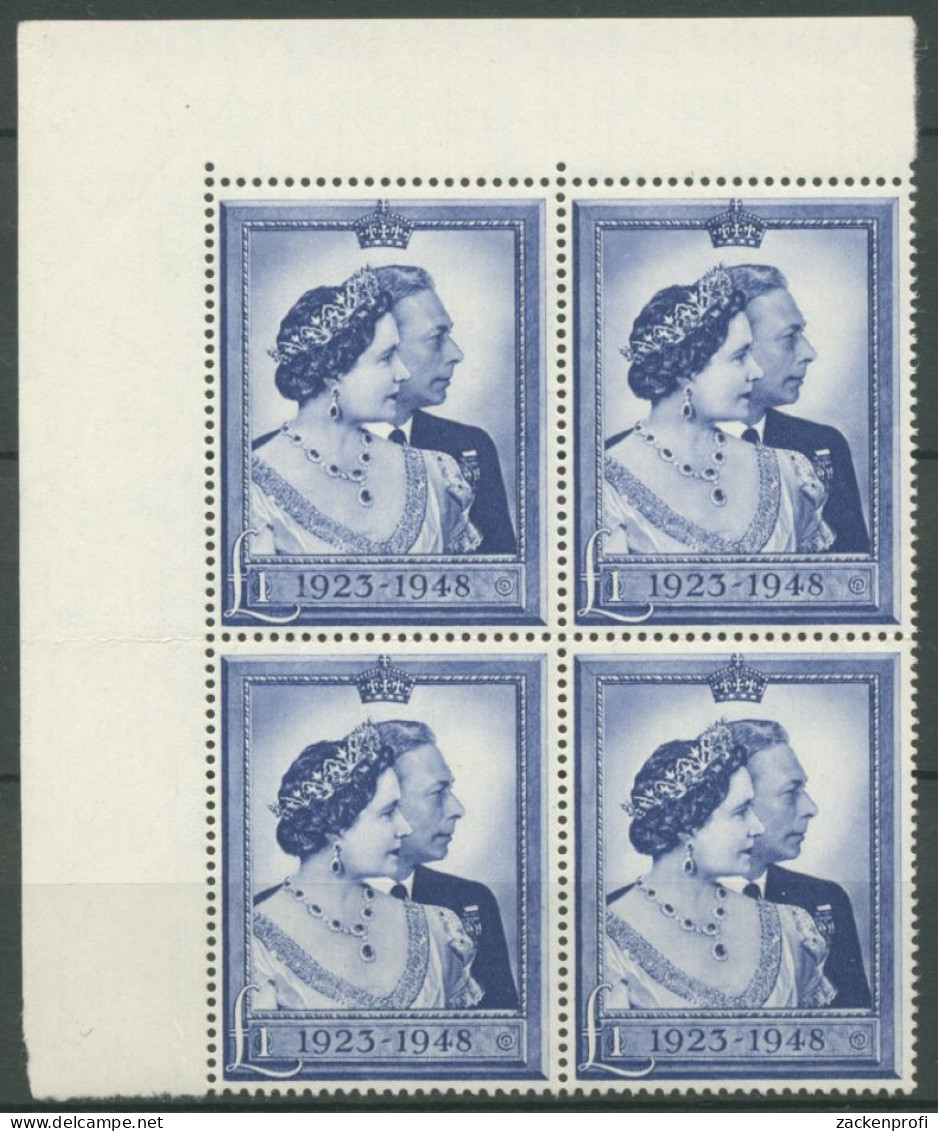 Großbritannien 1948 Silberhochzeit Eck-Viererblock 234 Postfrisch (T24202) - Unused Stamps