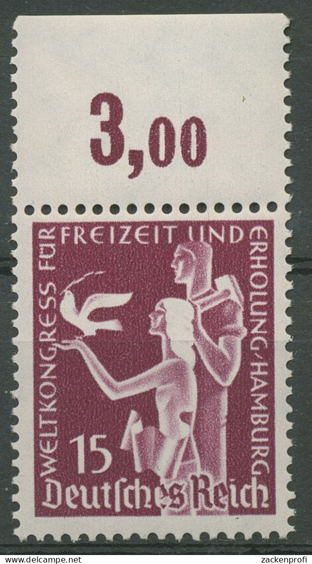 Deutsches Reich 1936 Weltkongress Freizeit/Erholung 623 Oberrand Postfrisch - Nuovi
