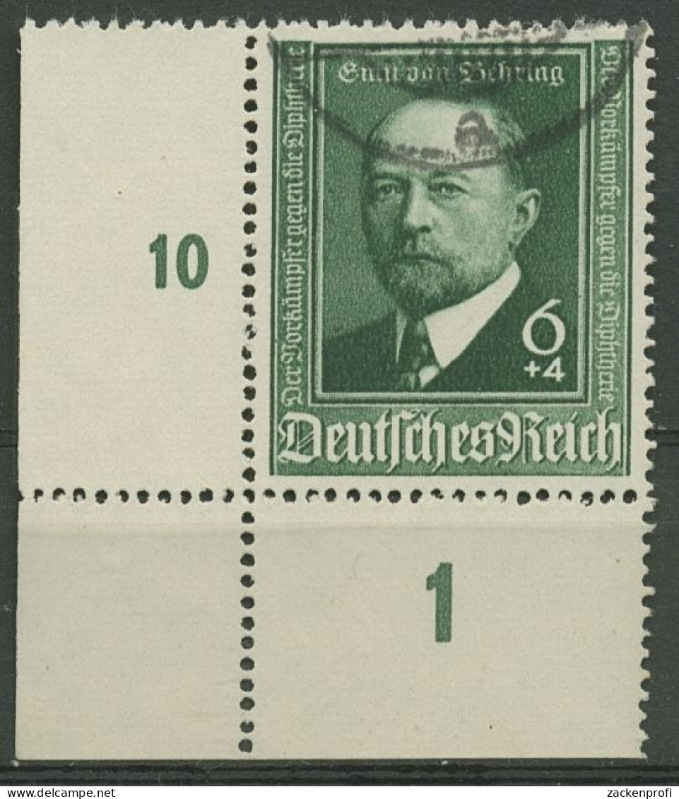 Deutsches Reich 1940 Emil Von Behring 760 Ecke Unten Links Gestempelt - Oblitérés