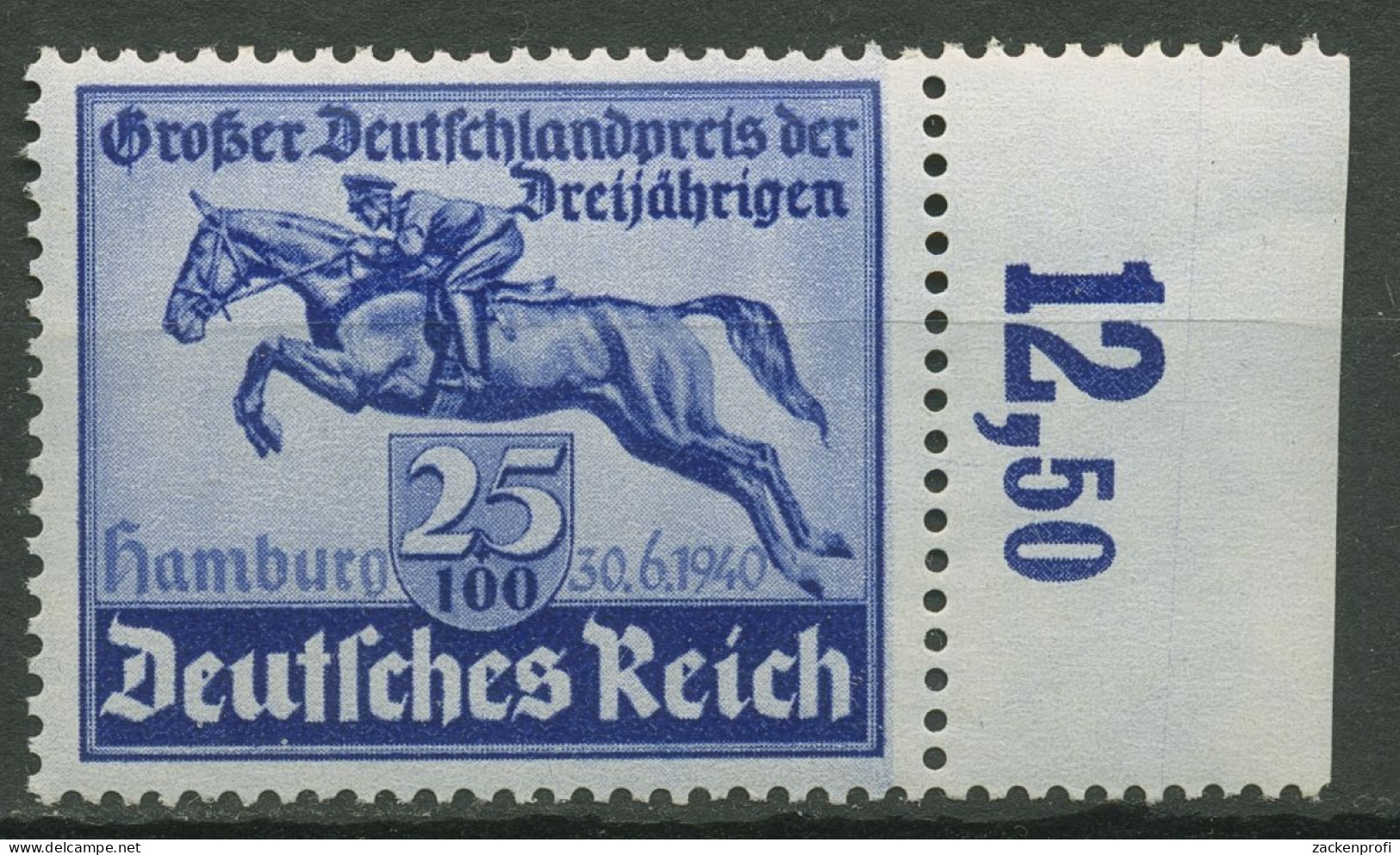 Deutsches Reich 1940 Das Blaue Band, Deutsches Derby 746 Rand Rechts Postfrisch - Neufs