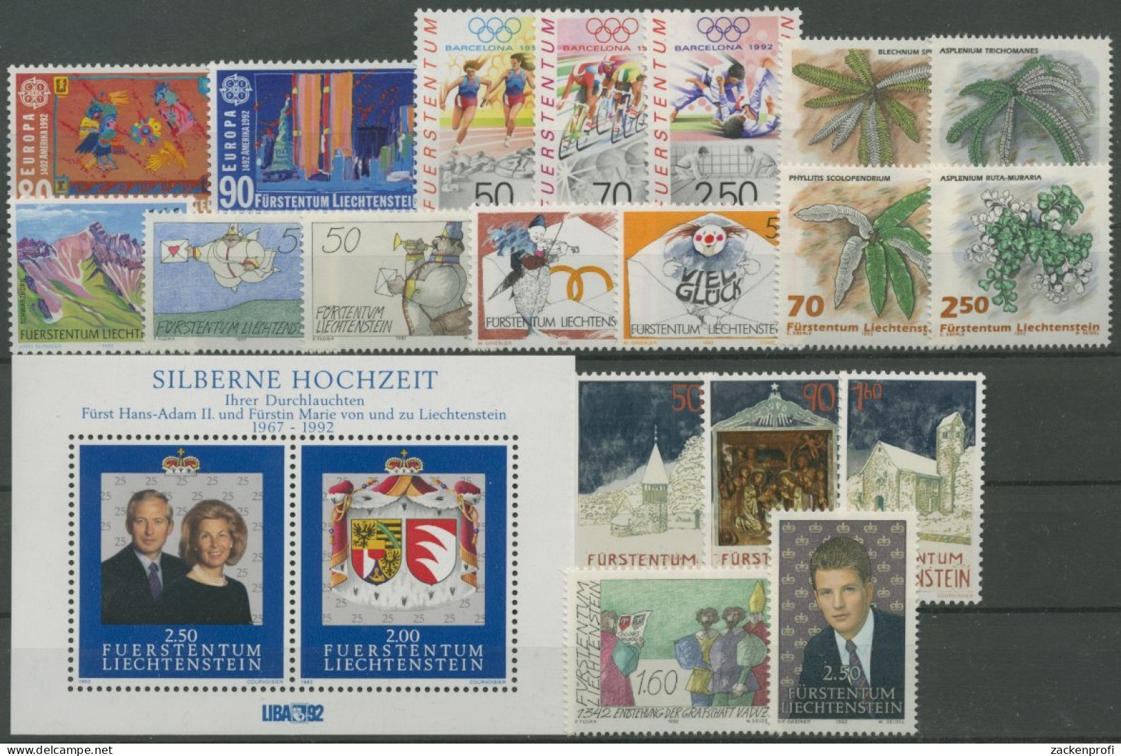 Liechtenstein Jahrgang 1992 Komplett Postfrisch (G14597) - Nuovi