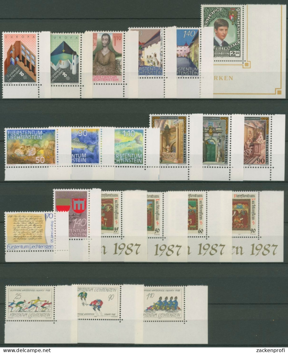 Liechtenstein 1987 Jahrgang Ecke Unten Rechts Komplett Postfrisch (SG14610) - Unused Stamps