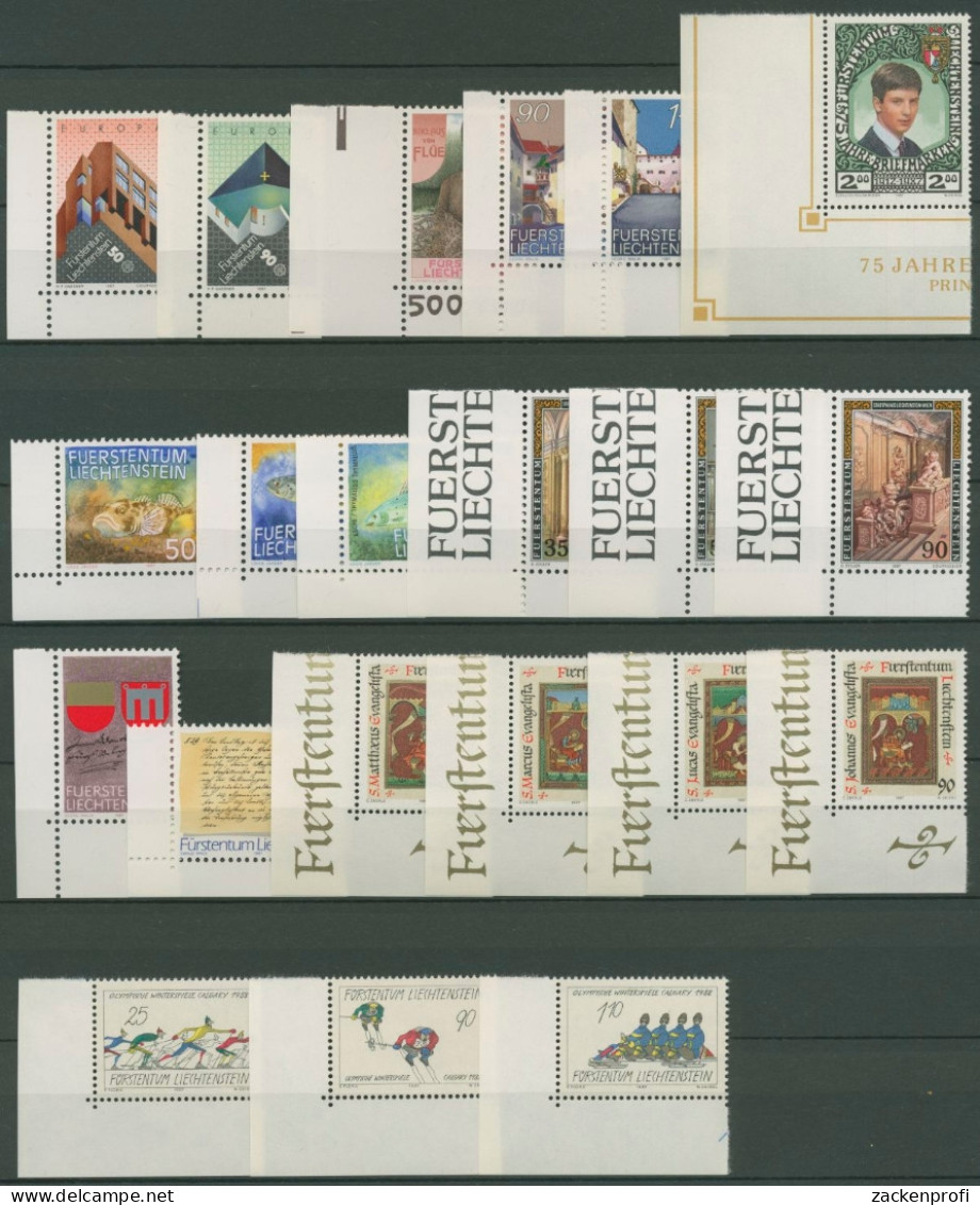 Liechtenstein 1987 Jahrgang Ecke Unten Links Komplett Postfrisch (SG14609) - Nuovi