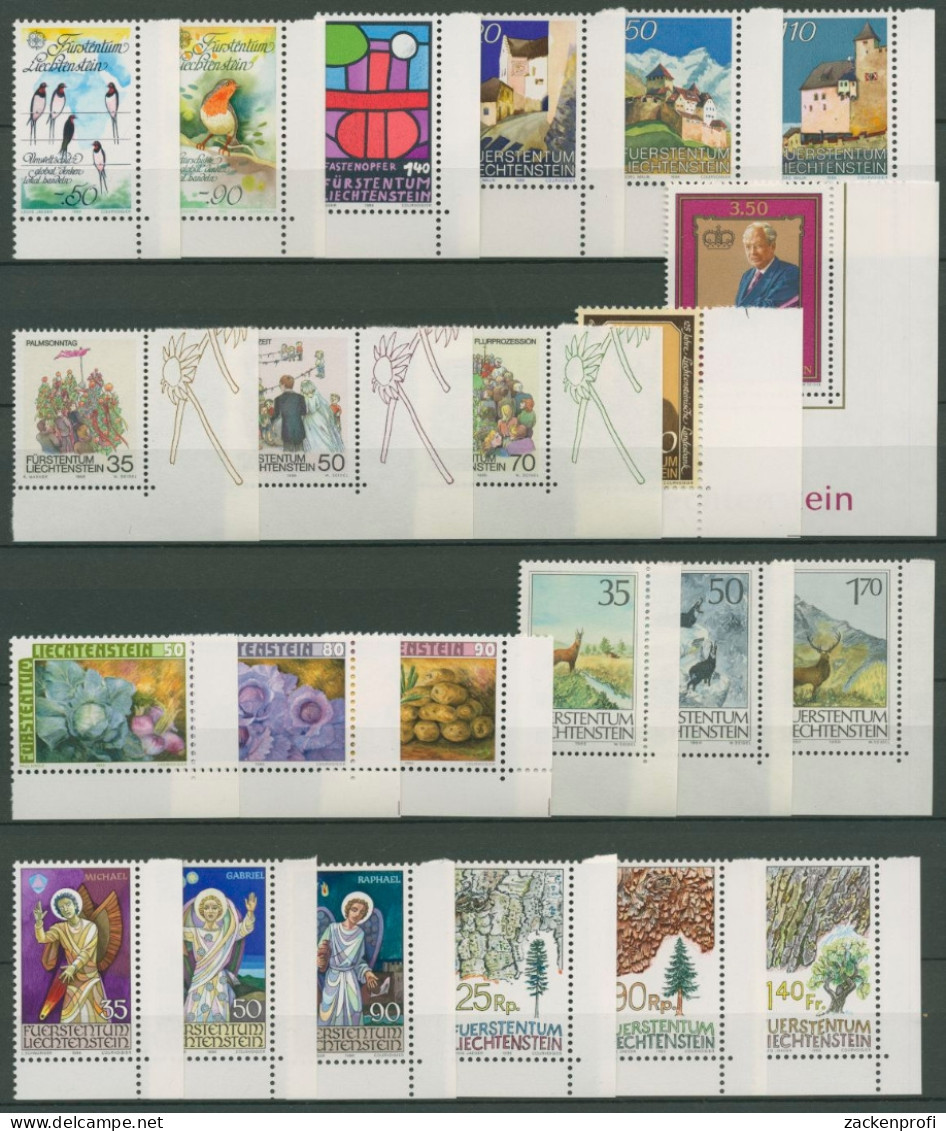 Liechtenstein 1986 Jahrgang Ecke Unten Rechts Komplett Postfrisch (SG14614) - Unused Stamps