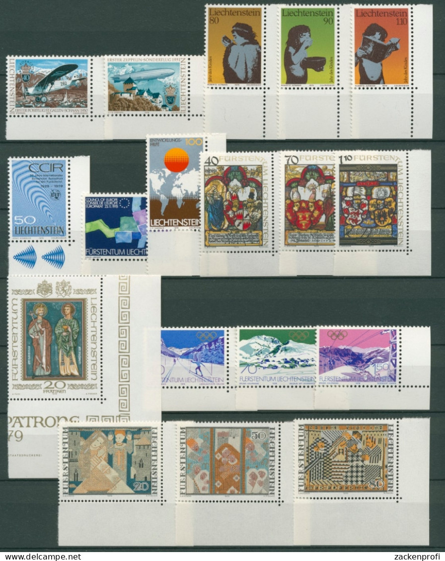 Liechtenstein 1979 Jahrgang Komplett Postfrisch, Ecke Unten Rechts (SG14550) - Nuevos