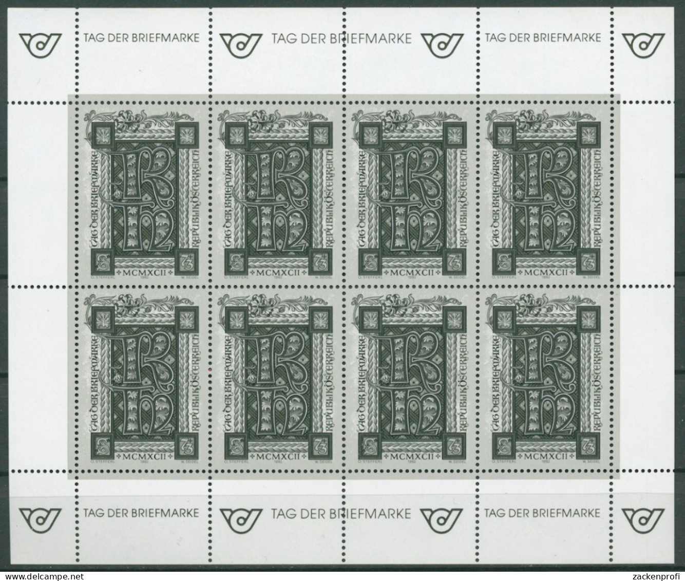 Österreich 1992 Tag Der Briefmarke Schwarzdruck 2066 K S Postfrisch (C14727) - Blocks & Sheetlets & Panes