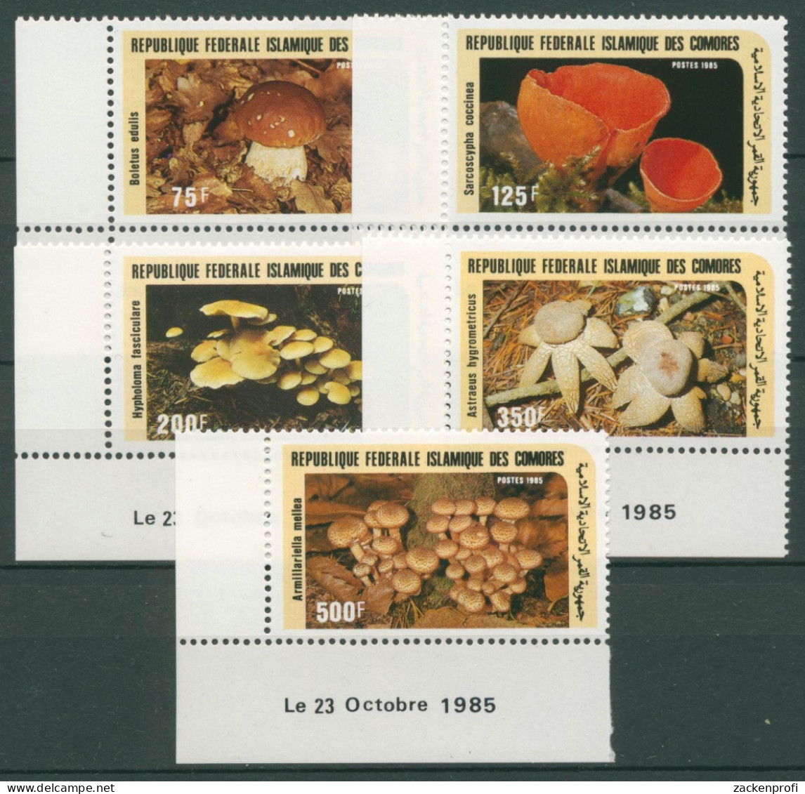 Komoren 1985 Pilze Steinpilz Hallimasch Wetterstern 762/66 Postfrisch - Comores (1975-...)