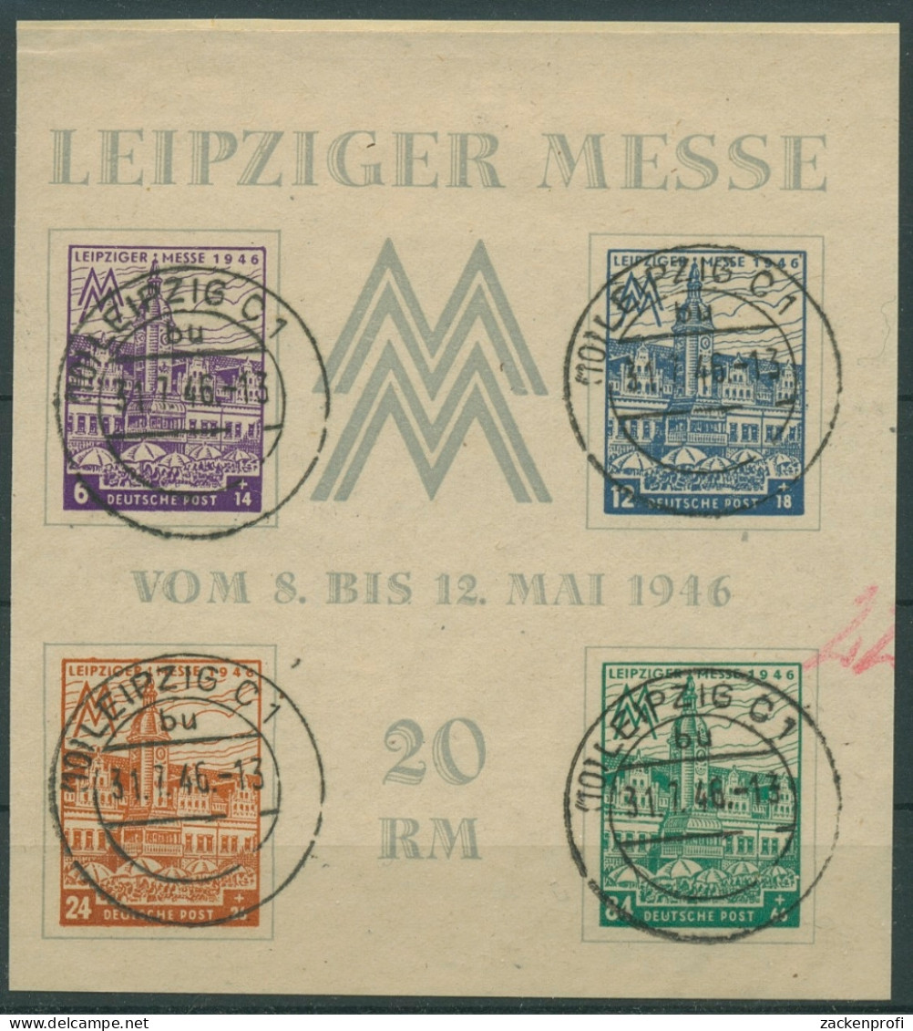 SBZ West-Sachsen 1946 Leipziger Messe Herzstück Block 5 Ya Tagesstempel! - Altri & Non Classificati