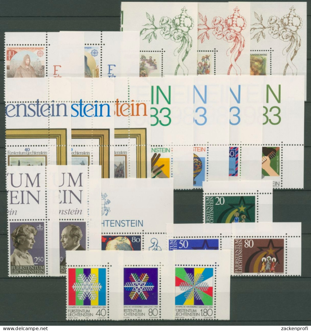 Liechtenstein 1983 Jahrgang Ecke Oben Rechts Komplett Postfrisch (SG14624) - Años Completos