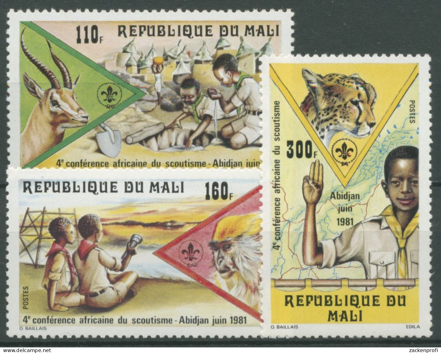 Mali 1981 Afrikanische Pfadfinder-Konferenz Tiere 859/61 Postfrisch - Malí (1959-...)