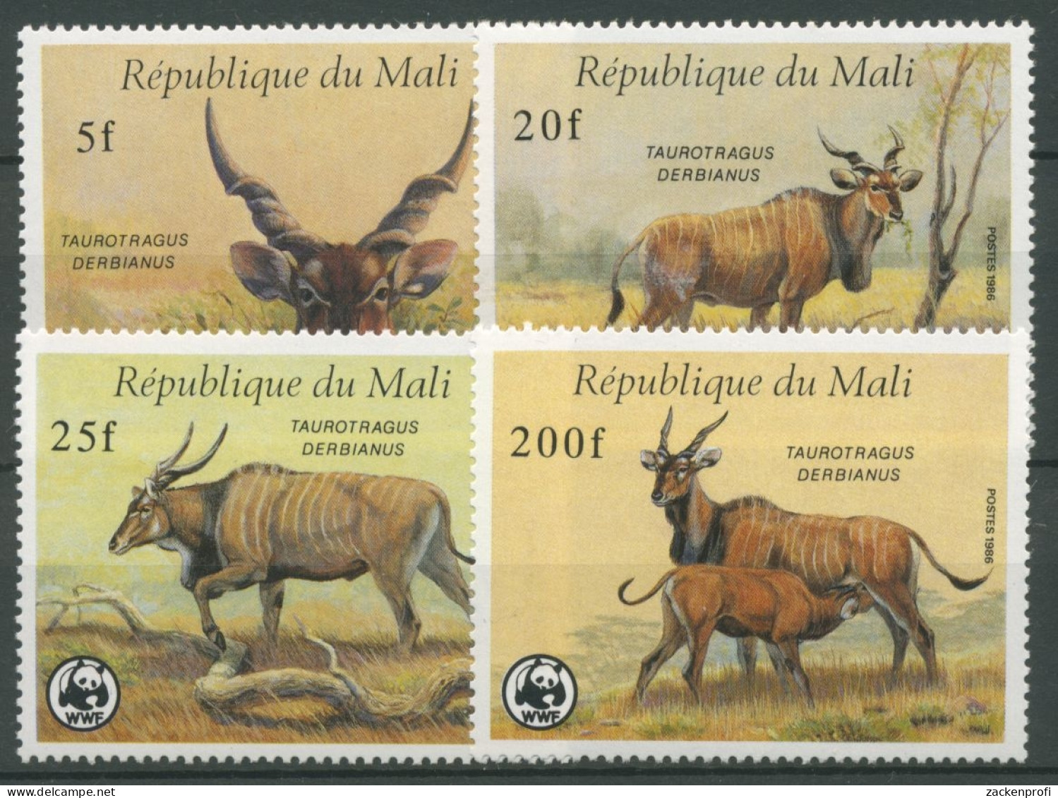 Mali 1986 WWF Naturschutz Antilope Waldelen 1078/81 Postfrisch - Malí (1959-...)