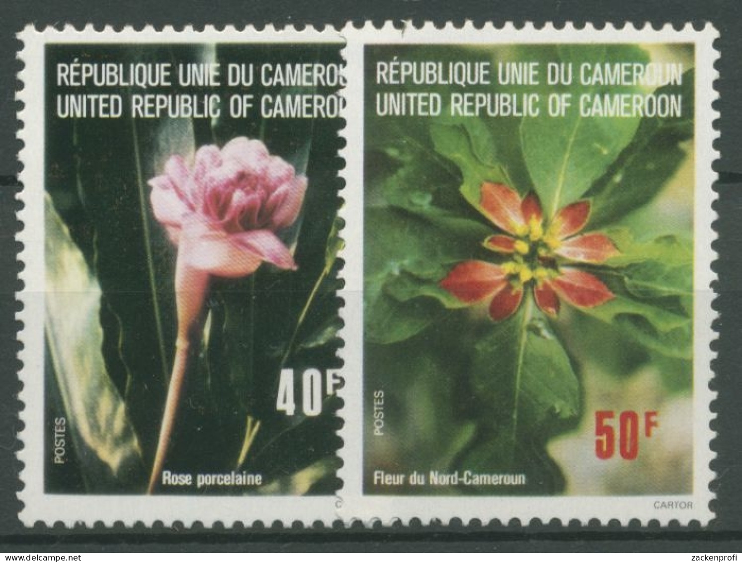 Kamerun 1976 Einheimische Pflanzen Porzellanrose 819/20 Postfrisch - Cameroon (1960-...)