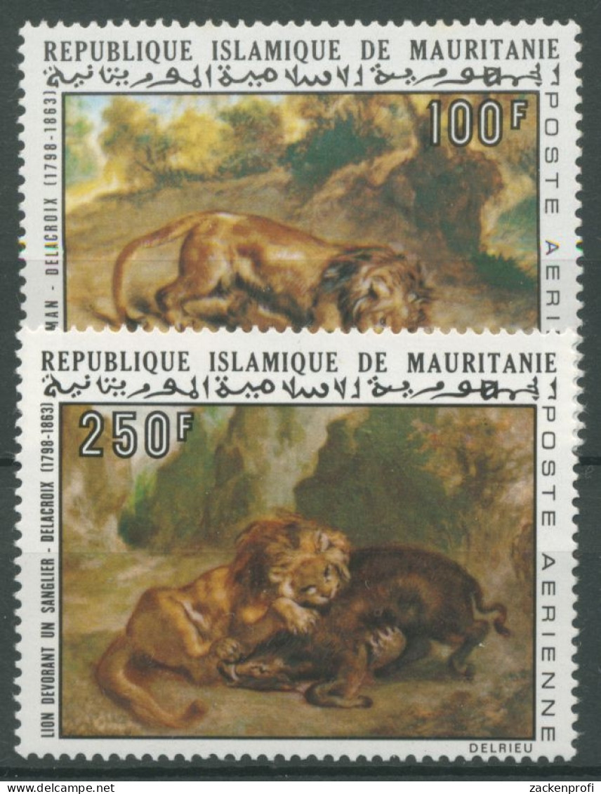 Mauretanien 1973 Gemälde Von Delacroix Löwen 552/53 Postfrisch - Mauritanie (1960-...)