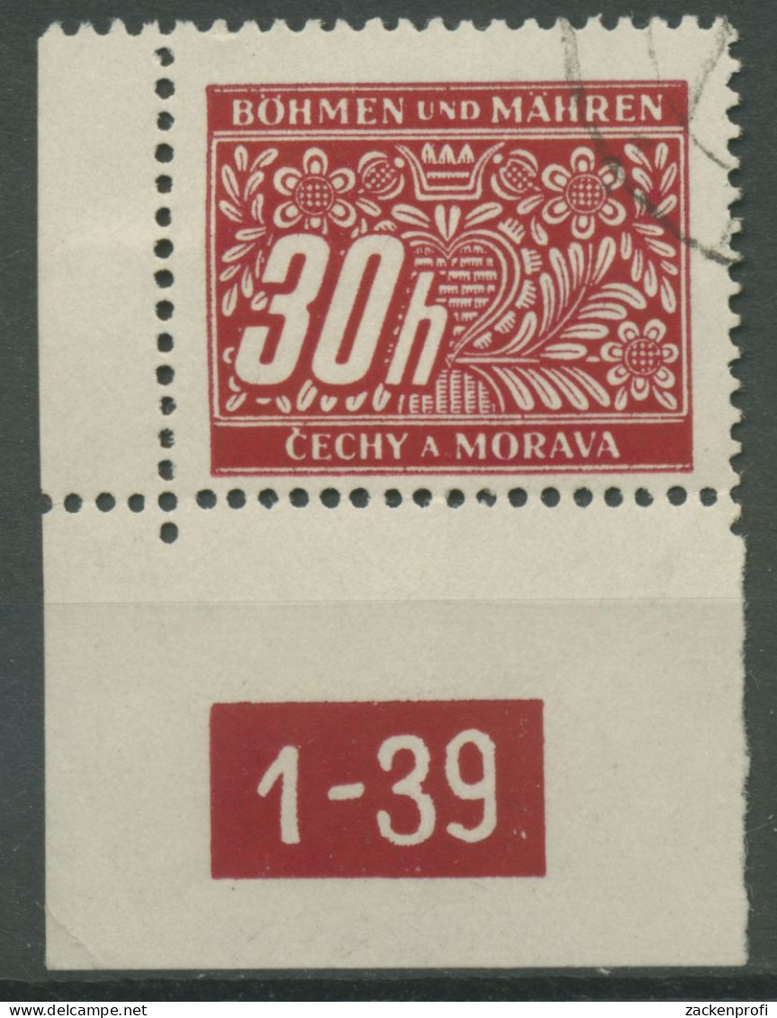 Böhmen U. Mähren Portomarke 1939/40 P 4 PN 1-39 Ecke 3 Dgz Gestempelt - Usados