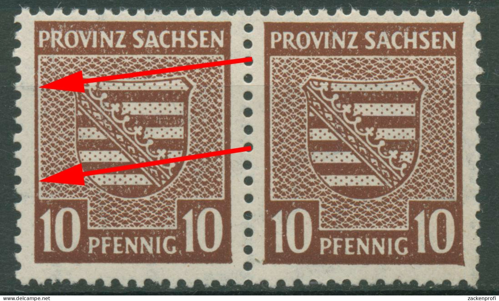 SBZ Provinz Sachsen 1945 Wappen Mit Plattenfehler 78 X A IV Paar Postfrisch - Sonstige & Ohne Zuordnung
