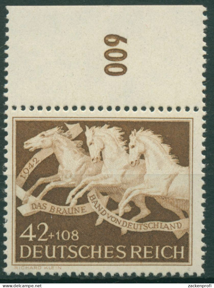 Deutsches Reich 1942 Galopprennen Braunes Band (weißer Gummi) 815 Y OR Postfr. - Neufs