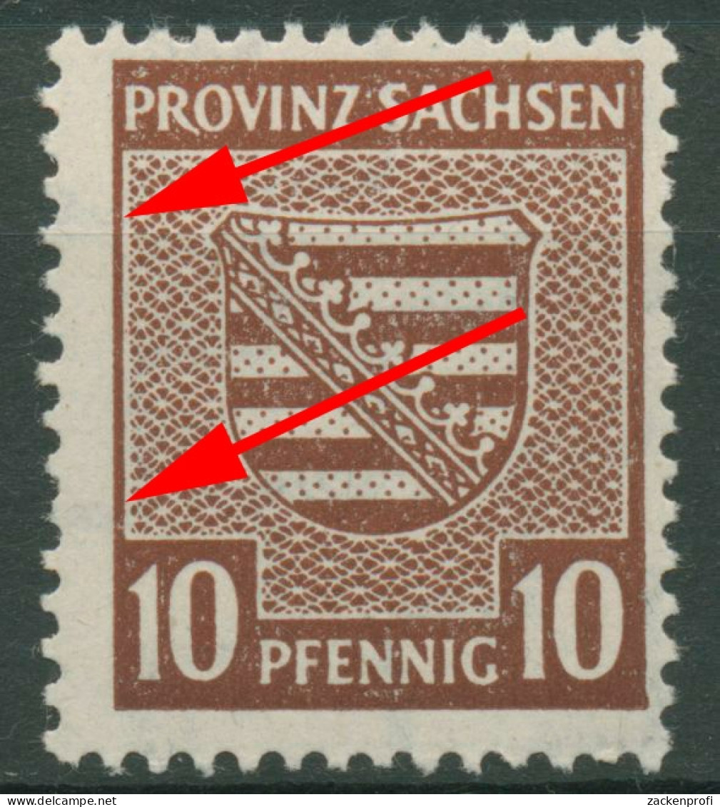 SBZ Provinz Sachsen 1945 Wappen Mit Plattenfehler 78 X A IV Postfrisch - Sonstige & Ohne Zuordnung