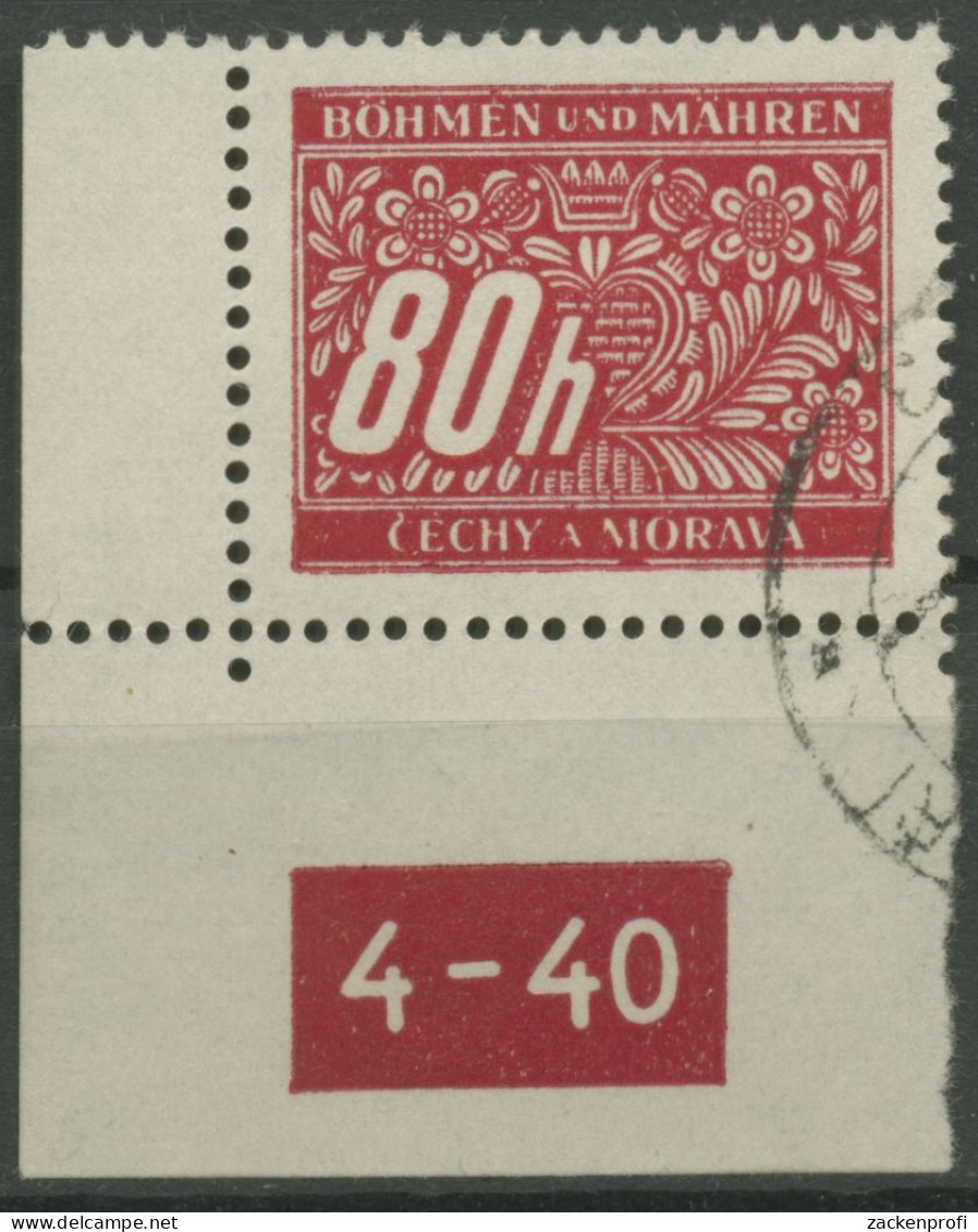 Böhmen U. Mähren Portomarke 1939/40 P 8 PN 4-40 Ecke 3 Dgz Gestempelt - Usados